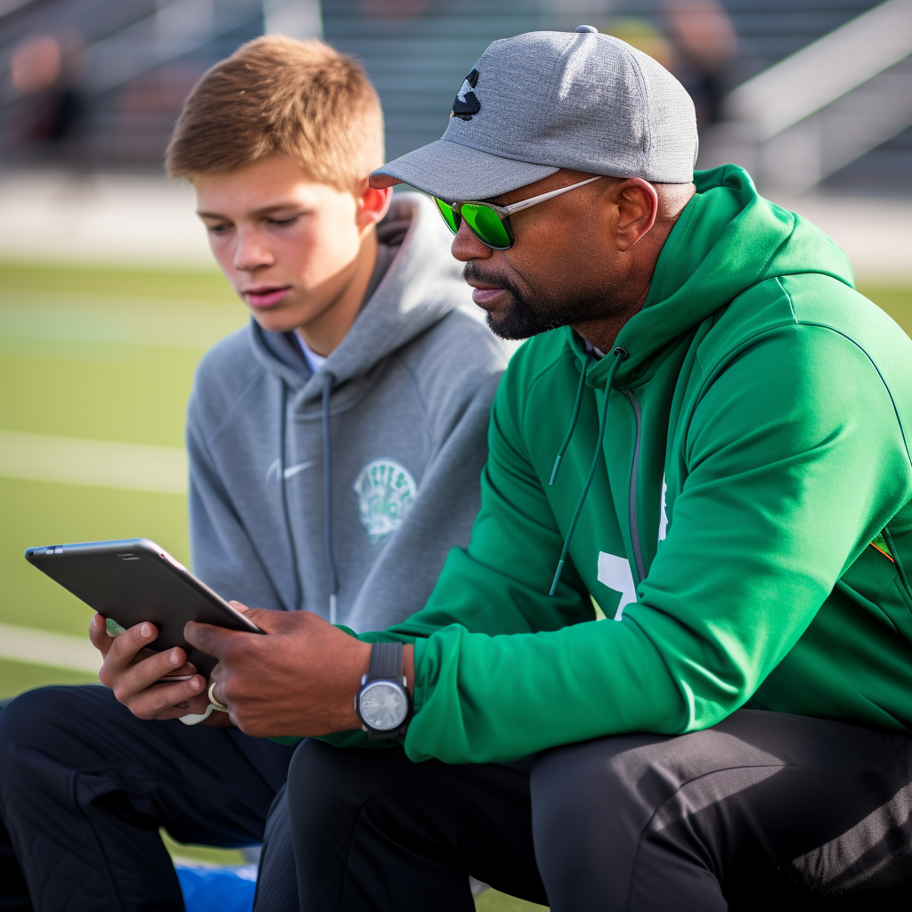 Coach reviewing player